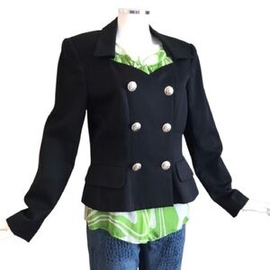 Moschery Wing Collar Double Breasted Black Jacket